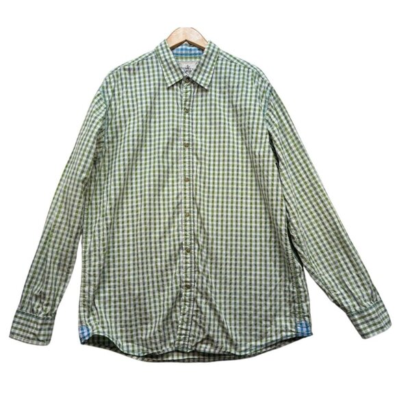Age Of Wisdom Mens Green & Blue Checkered Long-Sleeve Button-Down Shirt - Picture 1 of 13